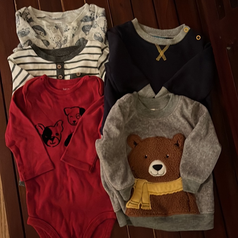 5 tops, size 6-9 months